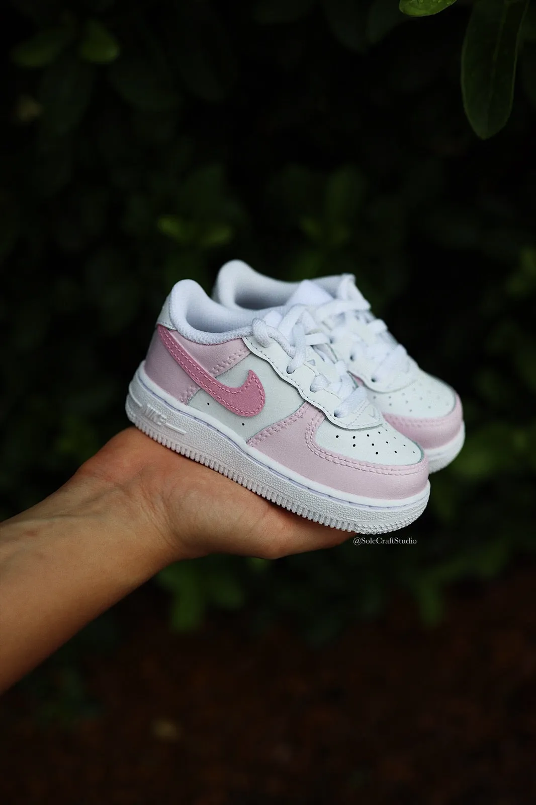 Air Force 1 Low Custom Kids Shoes Bubblegum Pink Hand Painted AF1 Sneakers