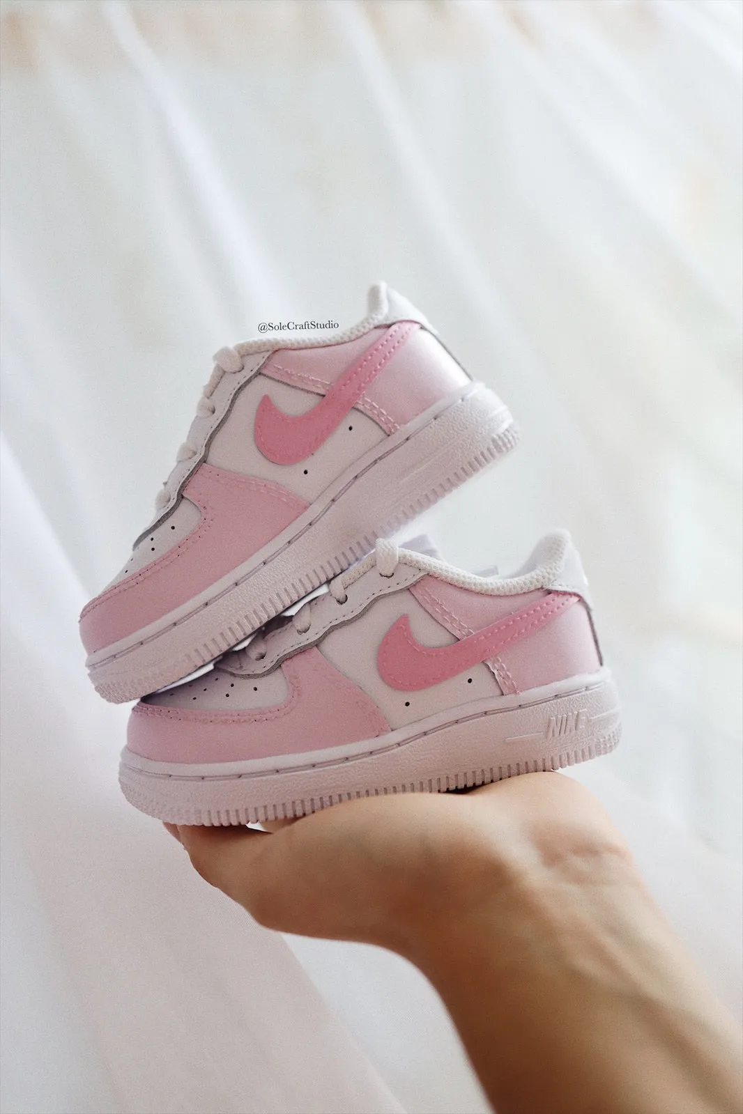 Air Force 1 Low Custom Kids Shoes Bubblegum Pink Hand Painted AF1 Sneakers