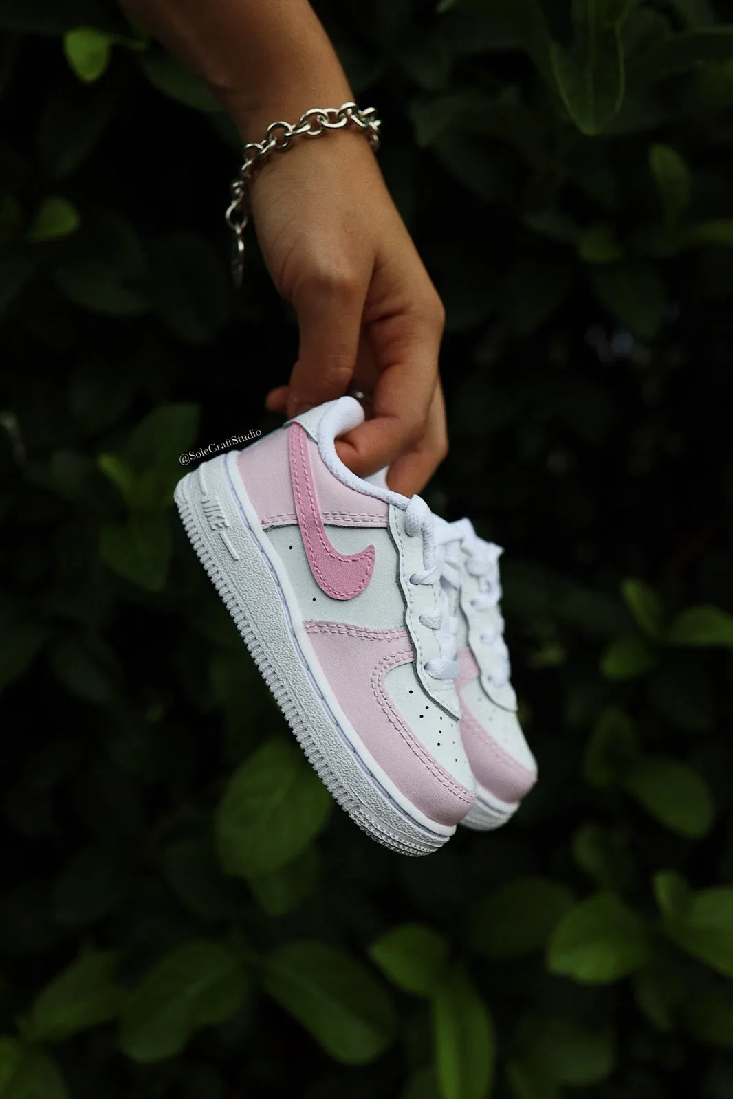 Air Force 1 Low Custom Kids Shoes Bubblegum Pink Hand Painted AF1 Sneakers