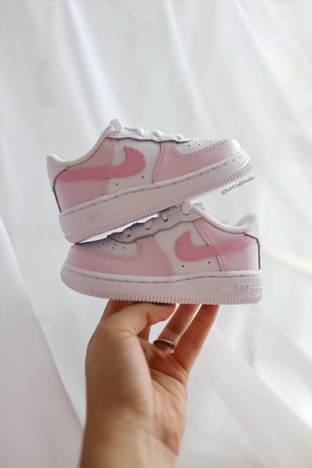 Air Force 1 Low Custom Kids Shoes Bubblegum Pink Hand Painted AF1 Sneakers
