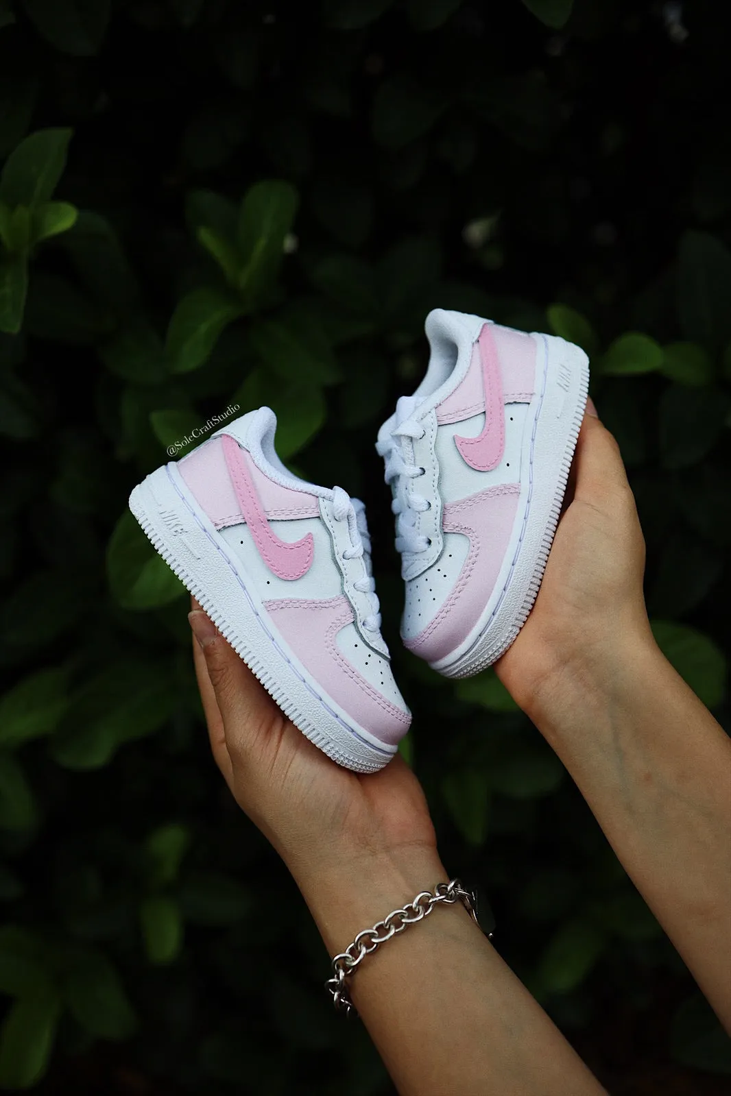 Air Force 1 Low Custom Kids Shoes Bubblegum Pink Hand Painted AF1 Sneakers