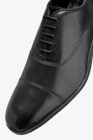 BLACK TOE CAP LEATHER OXFORD SHOES