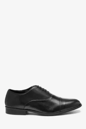 BLACK TOE CAP LEATHER OXFORD SHOES