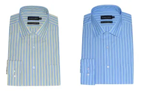 Double Two Pure Cotton Easy Care Striped Formal Shirt(3654)