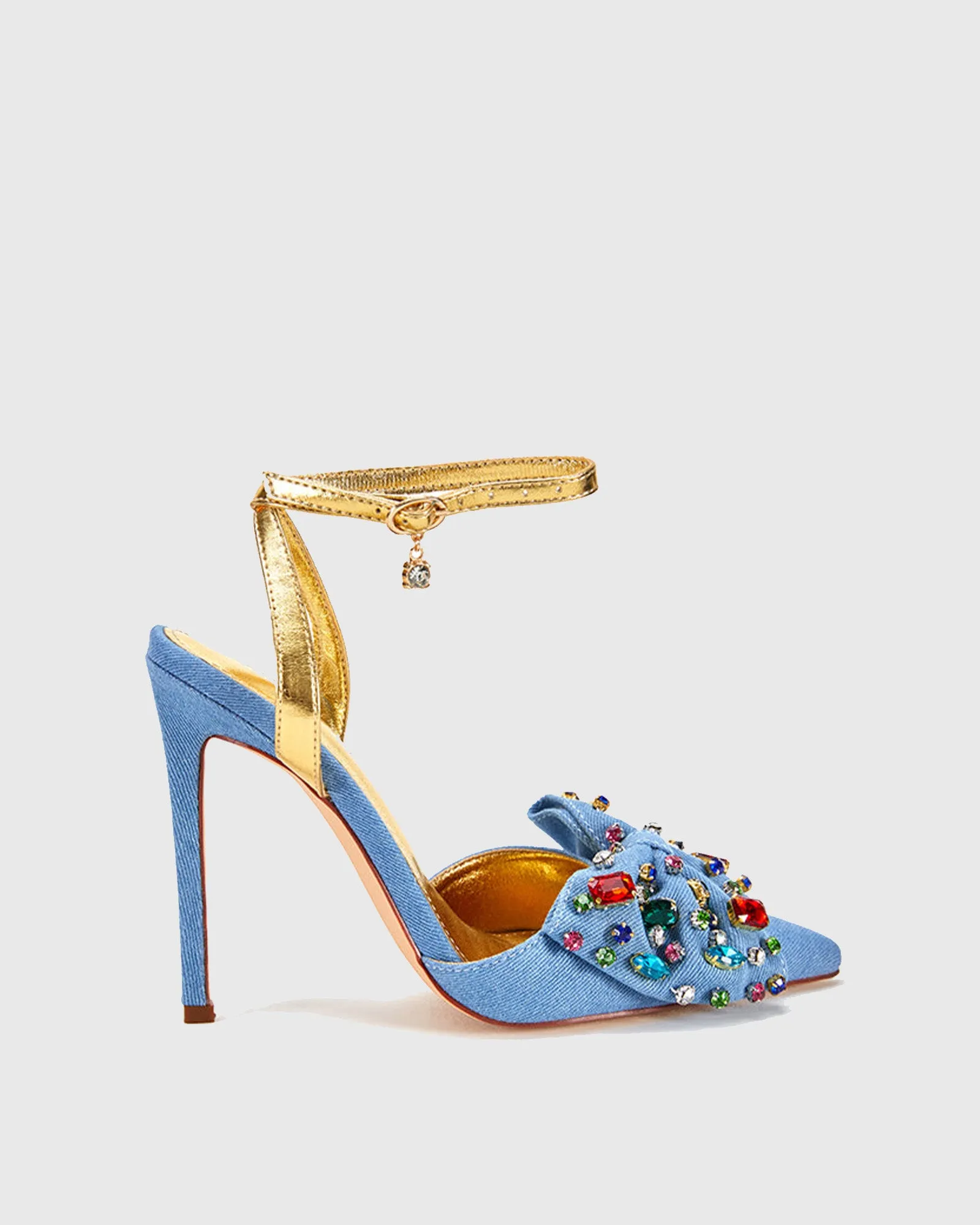 Elettra Rhinestone Bow Cowboy Pumps In Blue