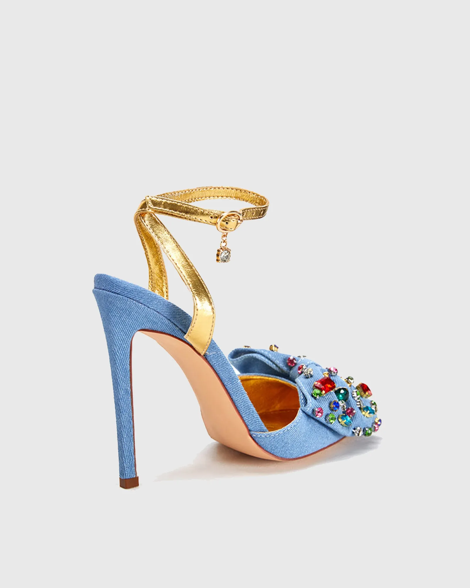 Elettra Rhinestone Bow Cowboy Pumps In Blue