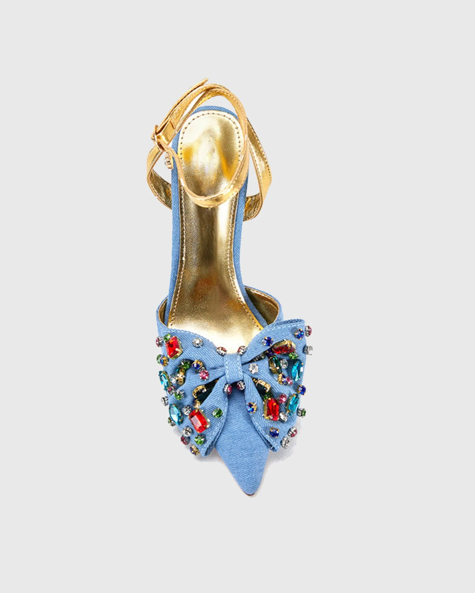 Elettra Rhinestone Bow Cowboy Pumps In Blue