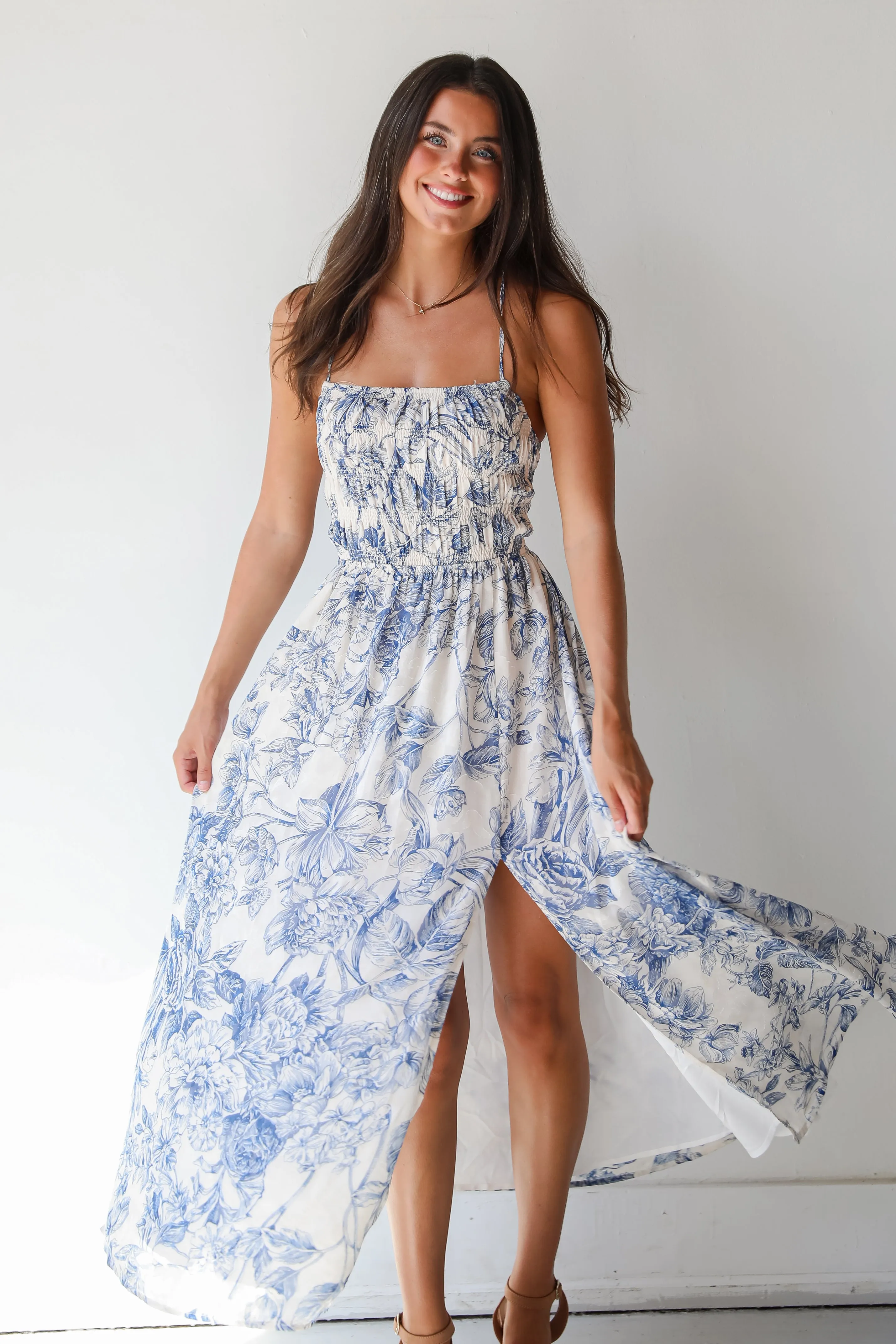 FINAL SALE - Modern Composure Cream Floral Maxi Dress