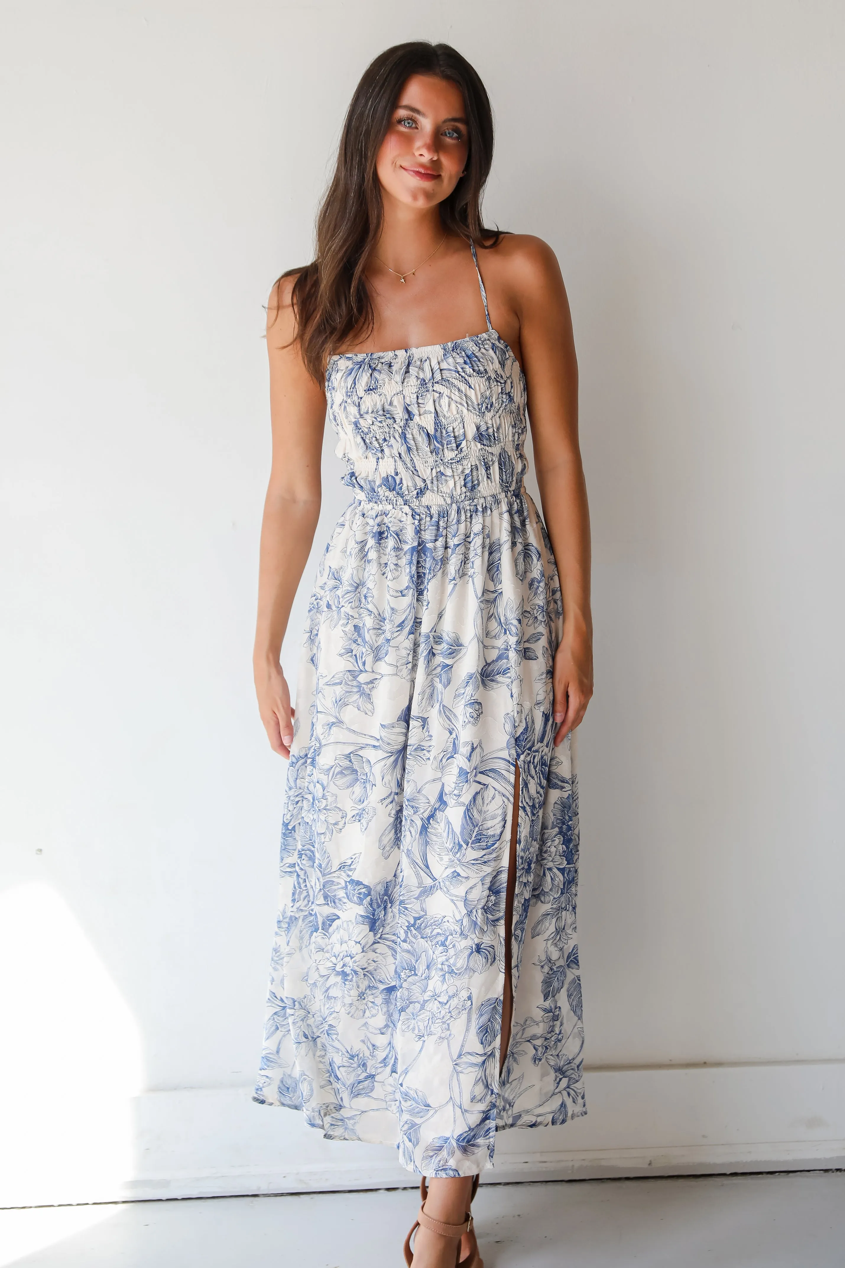 FINAL SALE - Modern Composure Cream Floral Maxi Dress