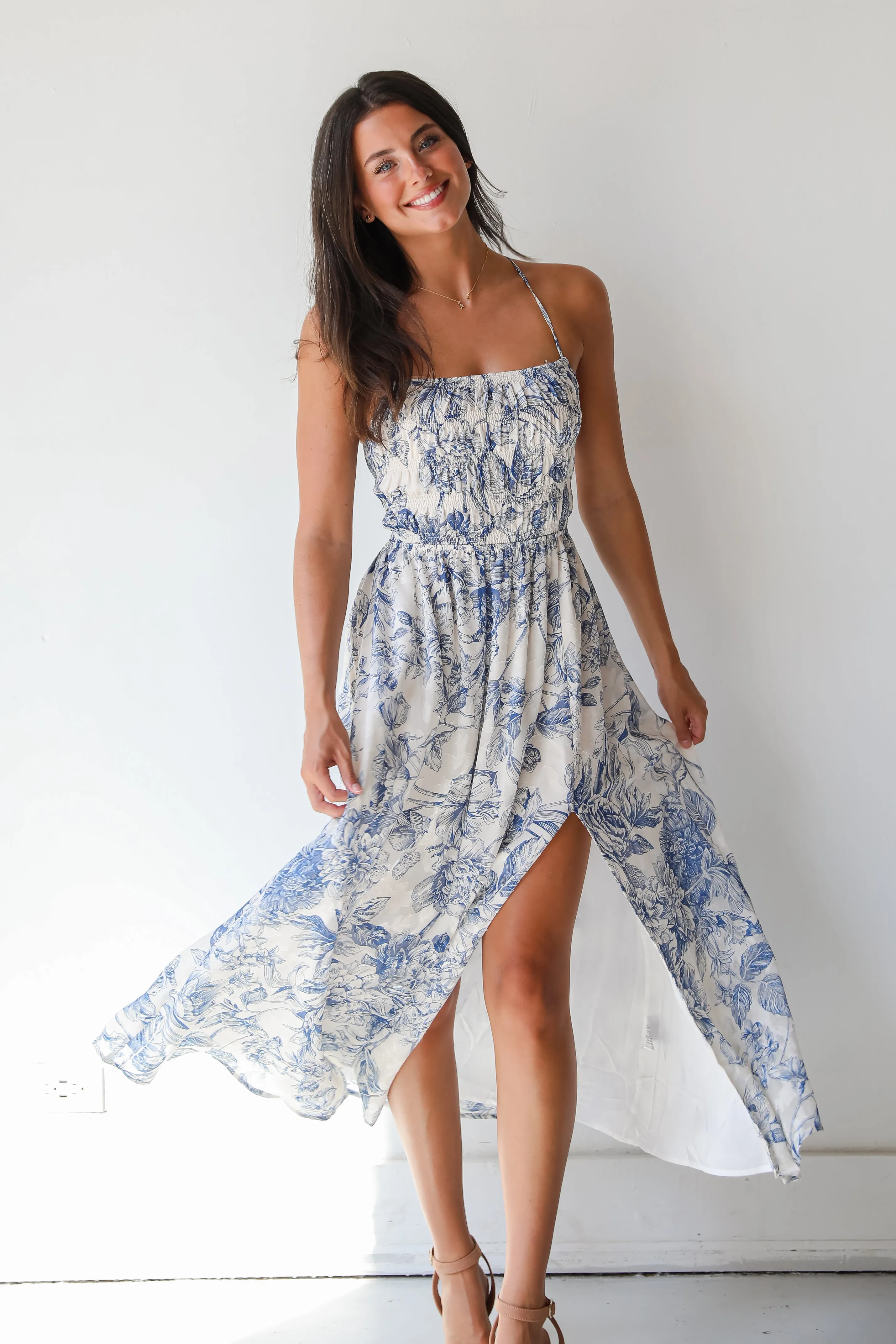 FINAL SALE - Modern Composure Cream Floral Maxi Dress