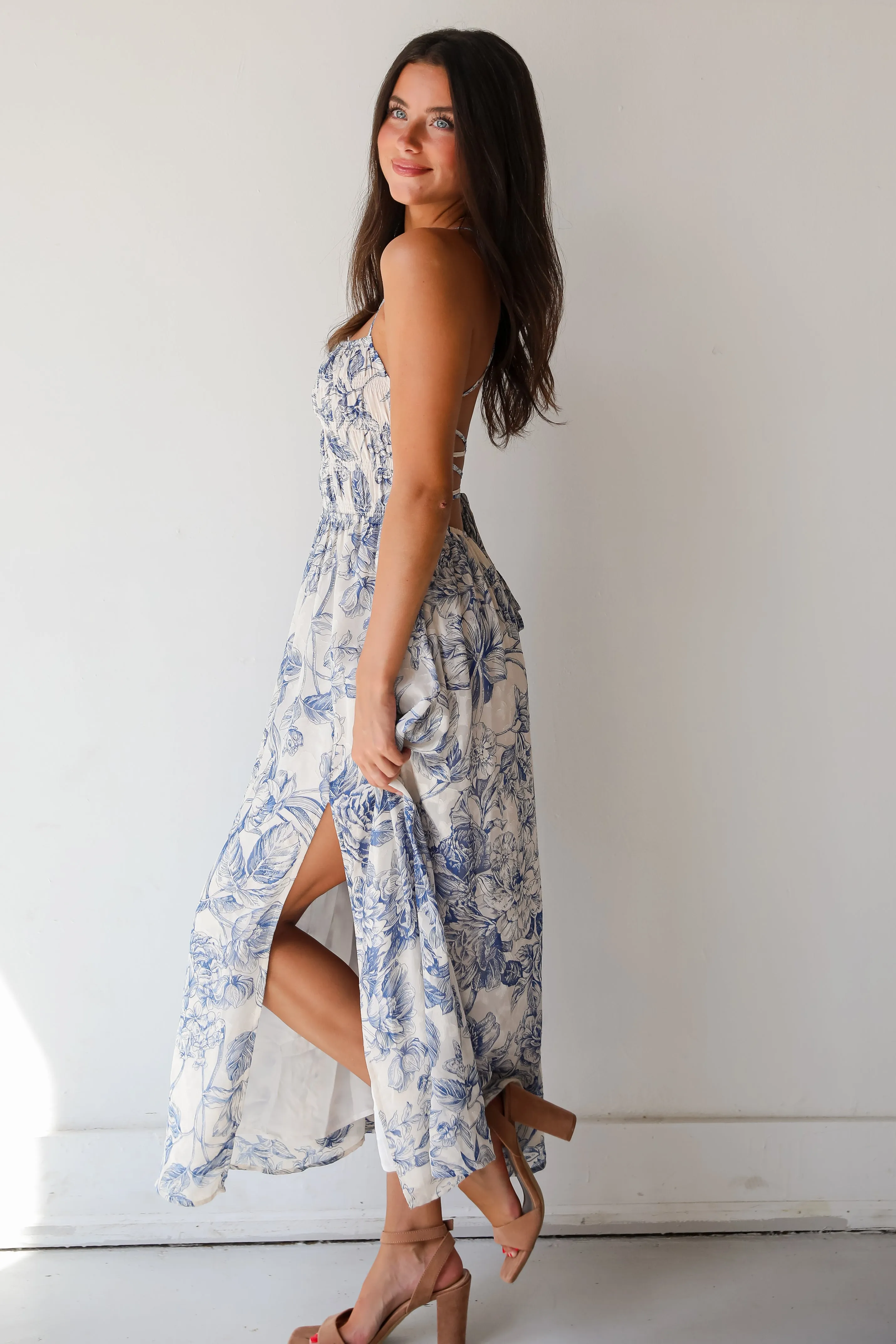 FINAL SALE - Modern Composure Cream Floral Maxi Dress