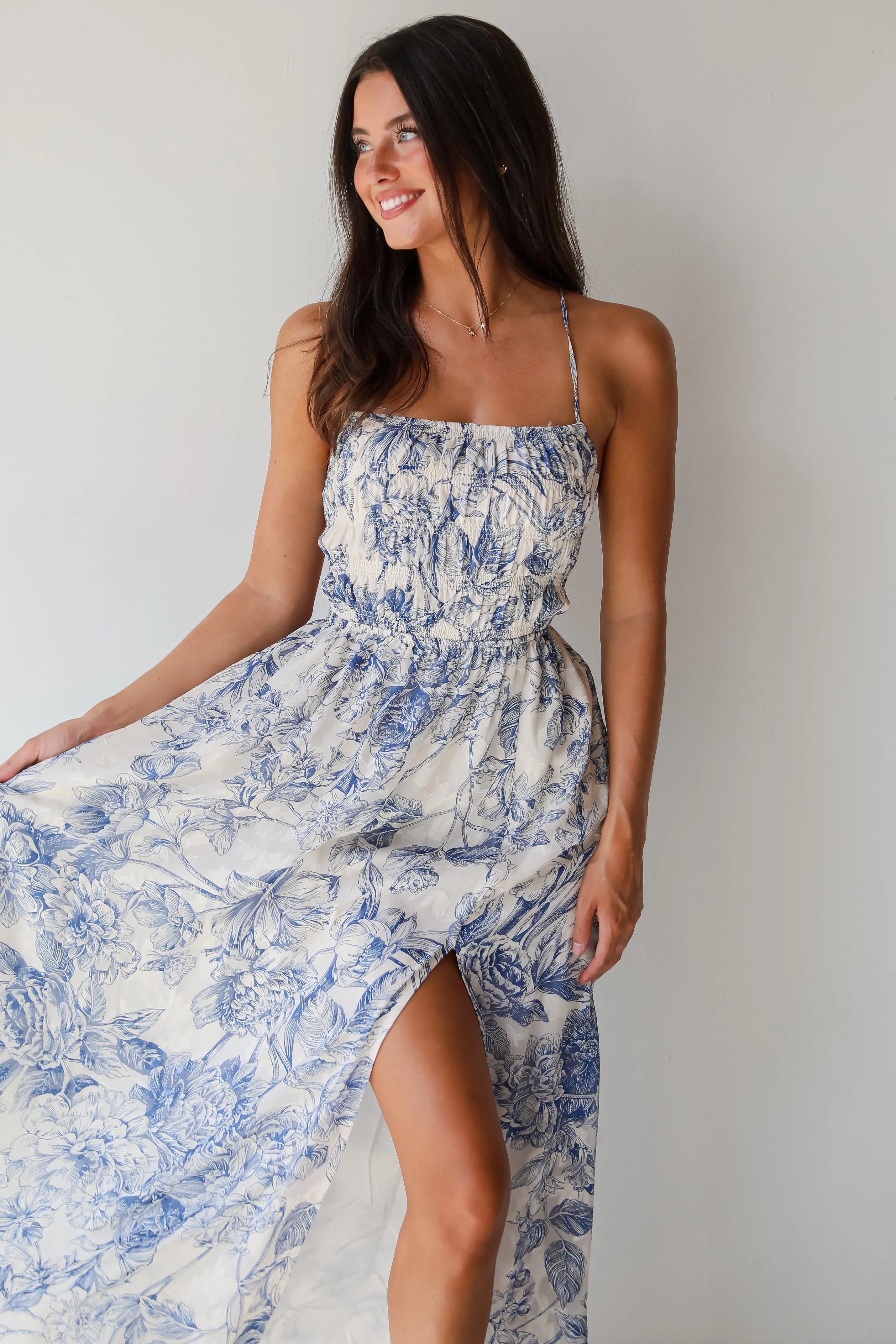 FINAL SALE - Modern Composure Cream Floral Maxi Dress