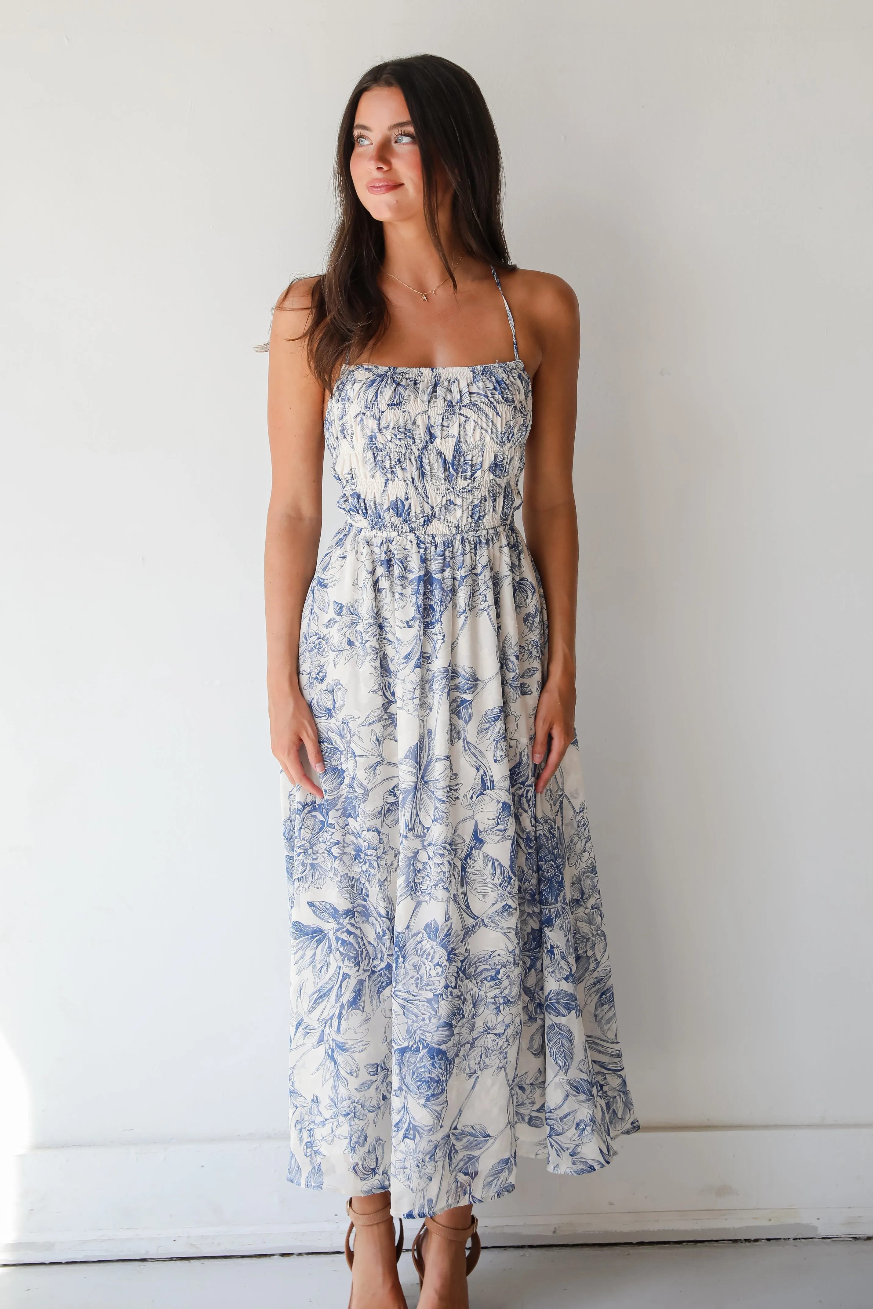 FINAL SALE - Modern Composure Cream Floral Maxi Dress