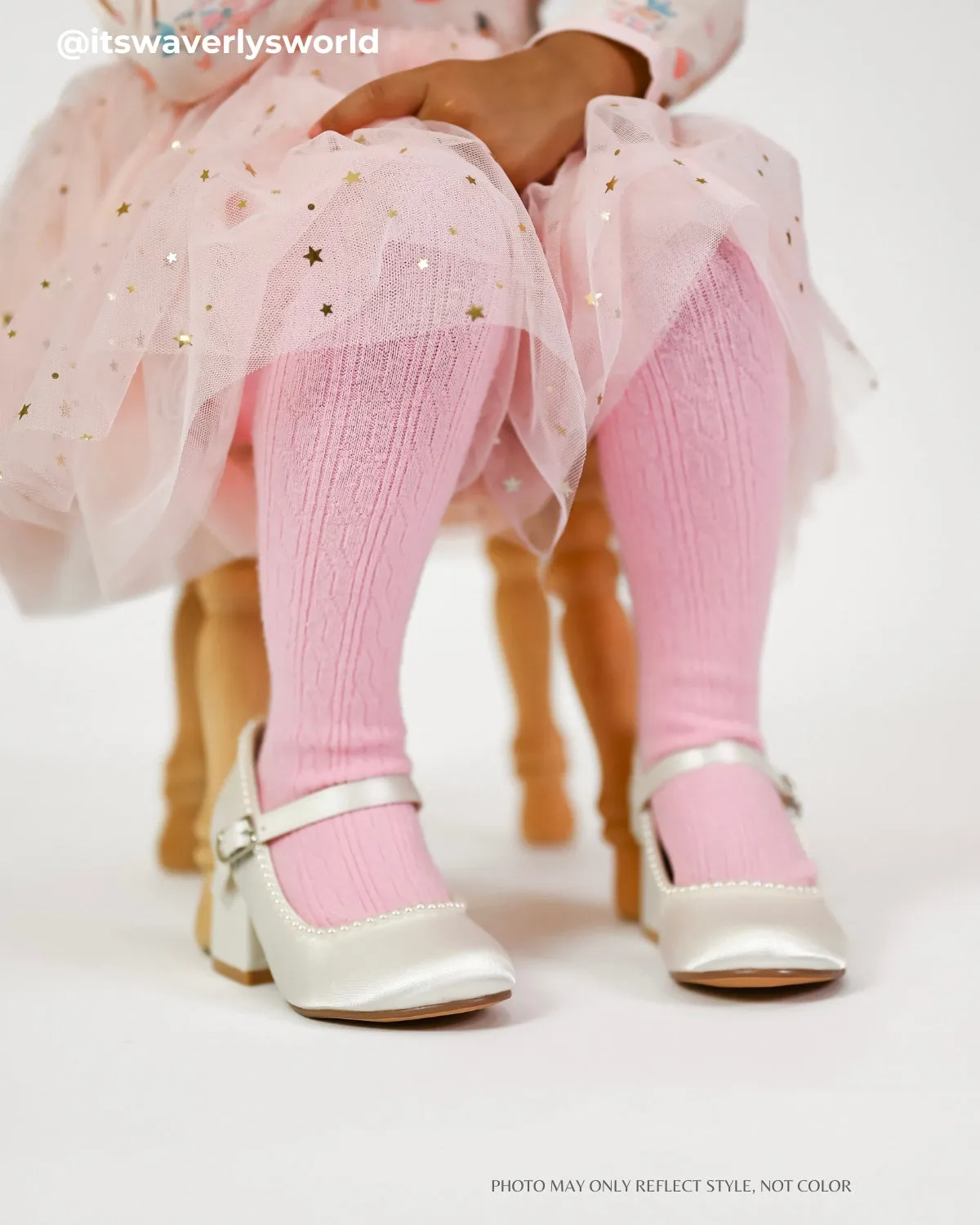 Girls Satin Mary Jane Block Heel with Mini Pearls
