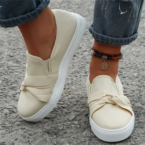 Joskaa Women's Canvas Shoes 2024 All Season Daily Ladies Slip On Comfy Loafers 35-43 Large-Sized Female Outdoor Casual Flat Sneakers