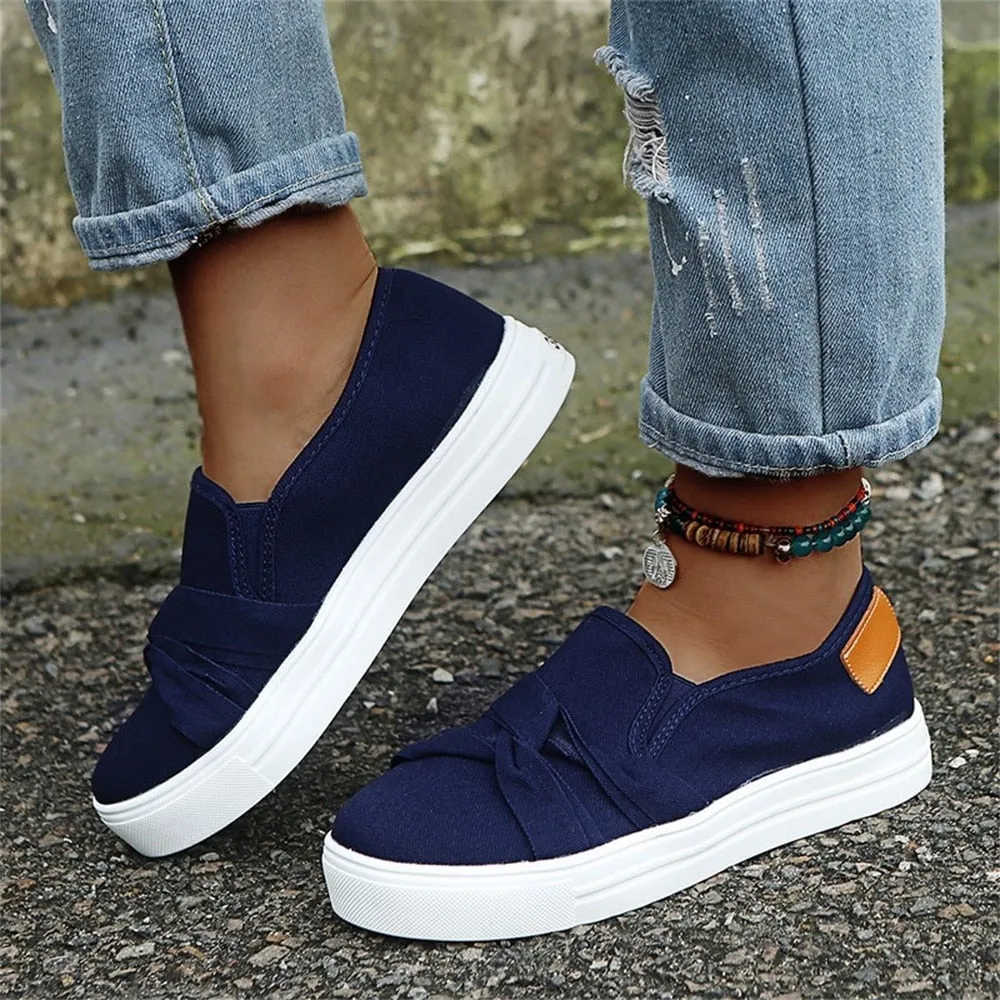 Joskaa Women's Canvas Shoes 2024 All Season Daily Ladies Slip On Comfy Loafers 35-43 Large-Sized Female Outdoor Casual Flat Sneakers