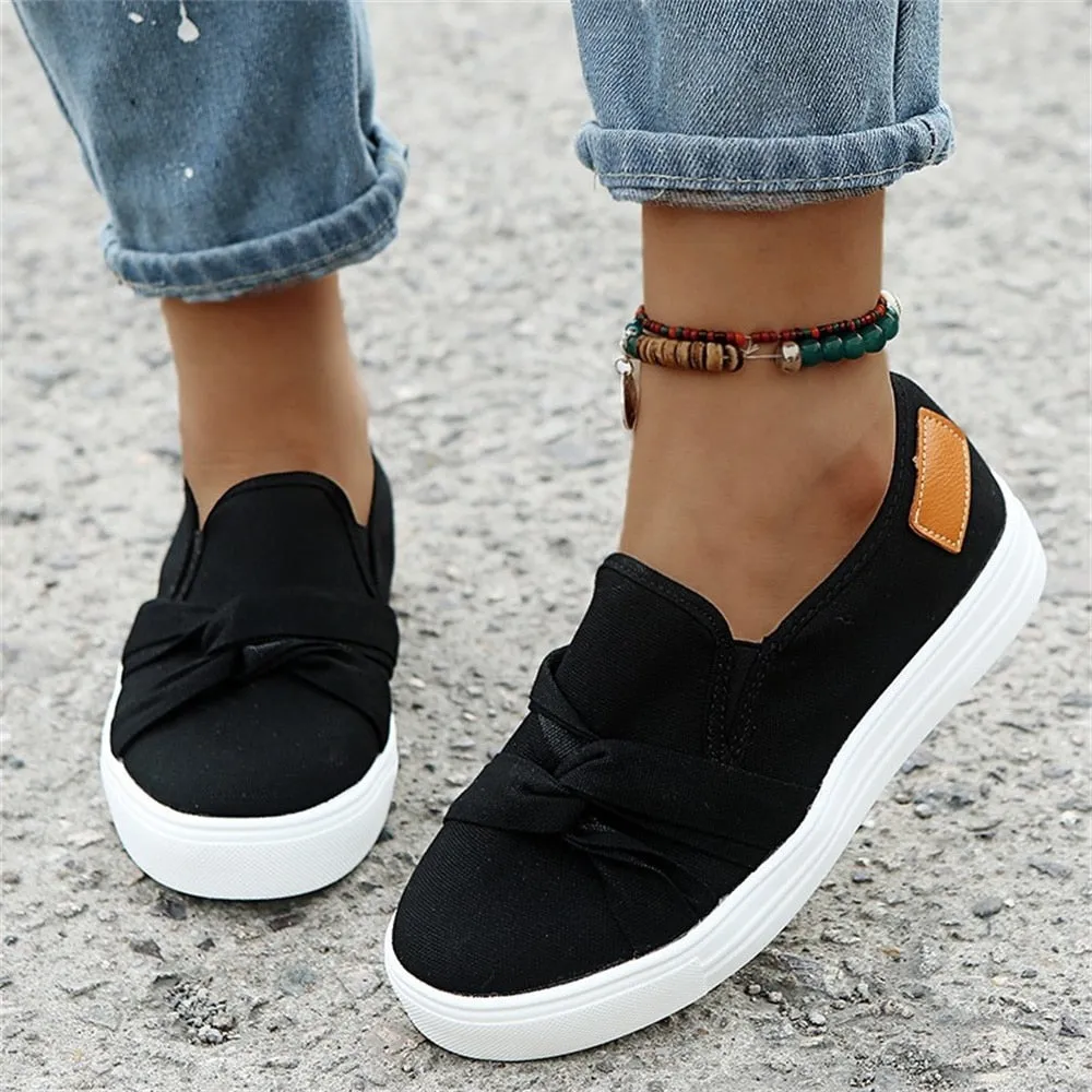 Joskaa Women's Canvas Shoes 2024 All Season Daily Ladies Slip On Comfy Loafers 35-43 Large-Sized Female Outdoor Casual Flat Sneakers