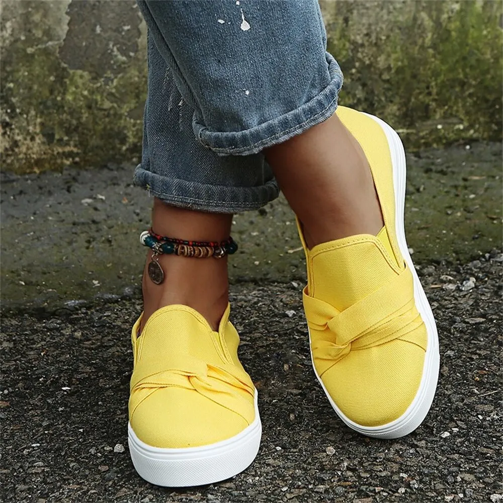 Joskaa Women's Canvas Shoes 2024 All Season Daily Ladies Slip On Comfy Loafers 35-43 Large-Sized Female Outdoor Casual Flat Sneakers