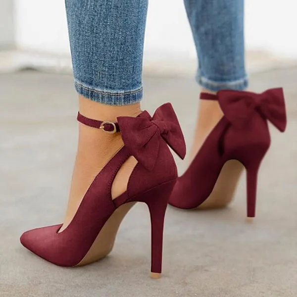Kimemoda  Womens High Heels Bow Tie Ankle Strap Wedding Dress Pumps