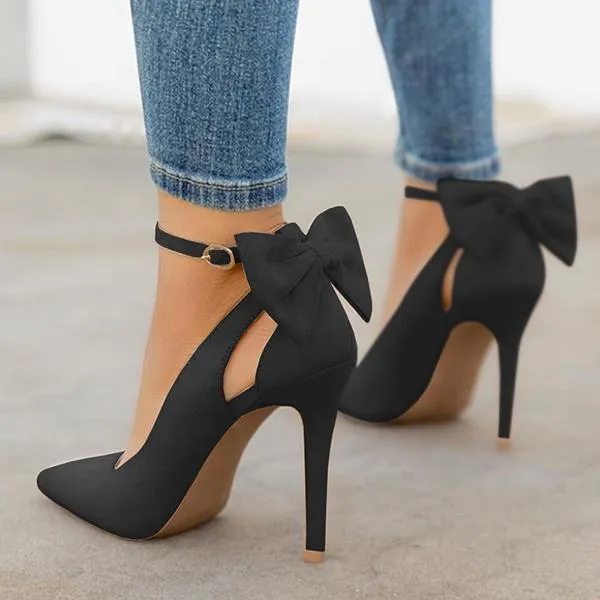 Kimemoda  Womens High Heels Bow Tie Ankle Strap Wedding Dress Pumps