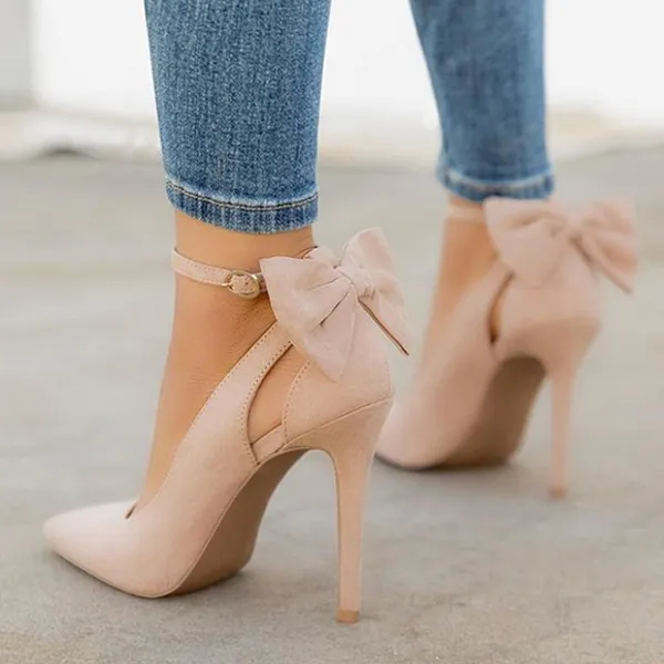Kimemoda  Womens High Heels Bow Tie Ankle Strap Wedding Dress Pumps