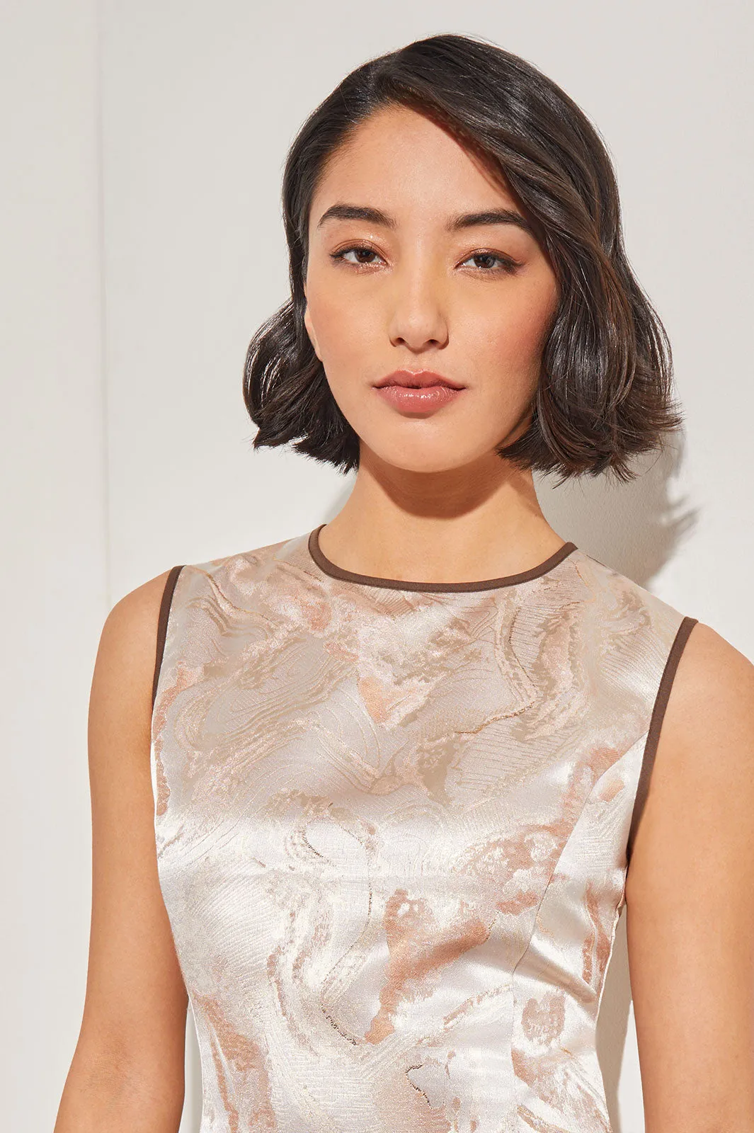 Modern Fit Midi A-Line Dress - Shimmer Woven Jacquard