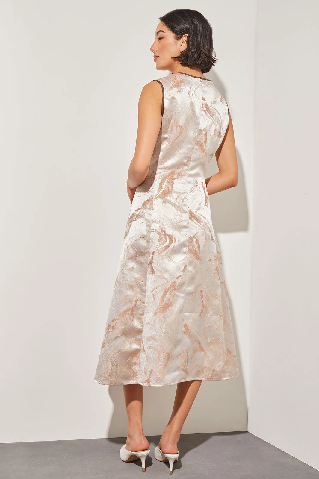 Modern Fit Midi A-Line Dress - Shimmer Woven Jacquard