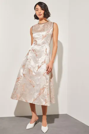 Modern Fit Midi A-Line Dress - Shimmer Woven Jacquard