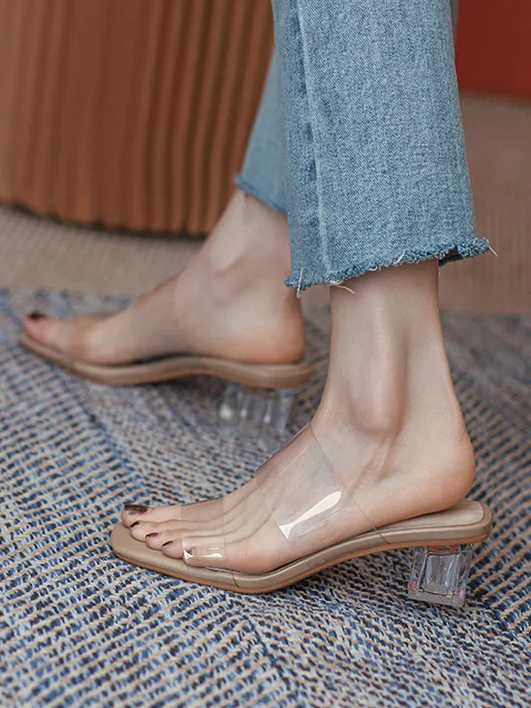 Open Toe Transparent Slippers Pumps