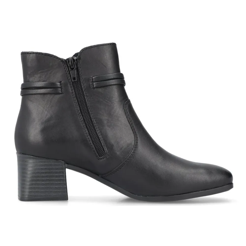 Rieker Susi 73 Black Leather Bootie (Women's)