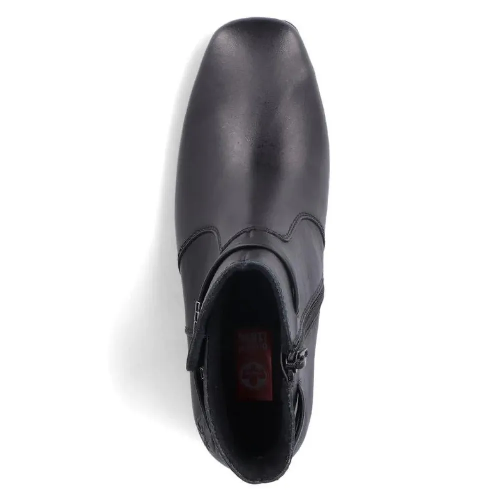 Rieker Susi 73 Black Leather Bootie (Women's)