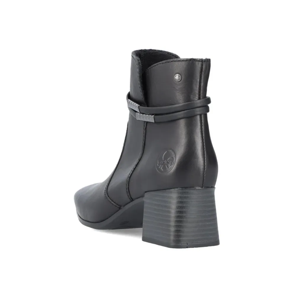 Rieker Susi 73 Black Leather Bootie (Women's)