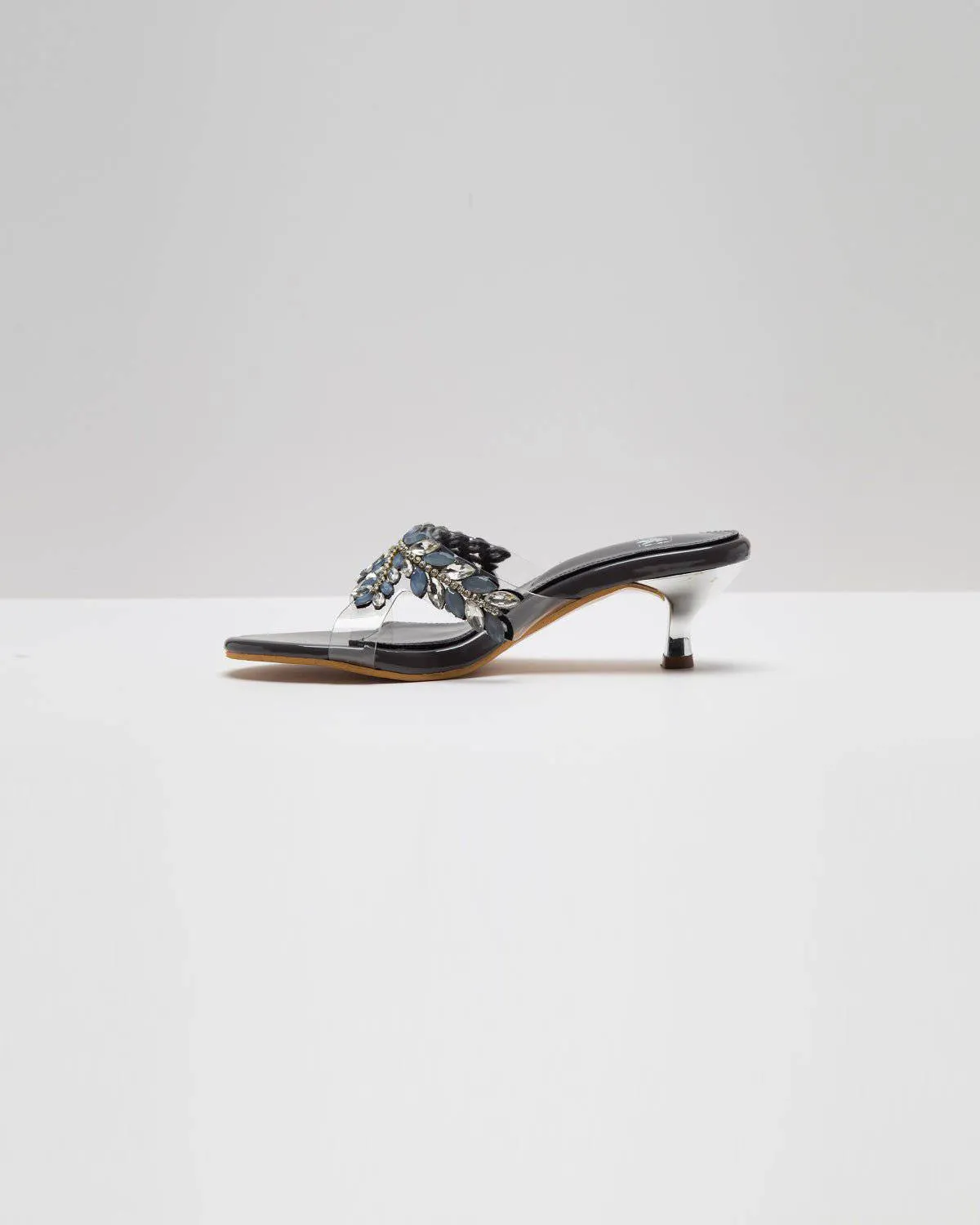 Stone Embellished Pumps - Titanium Grey