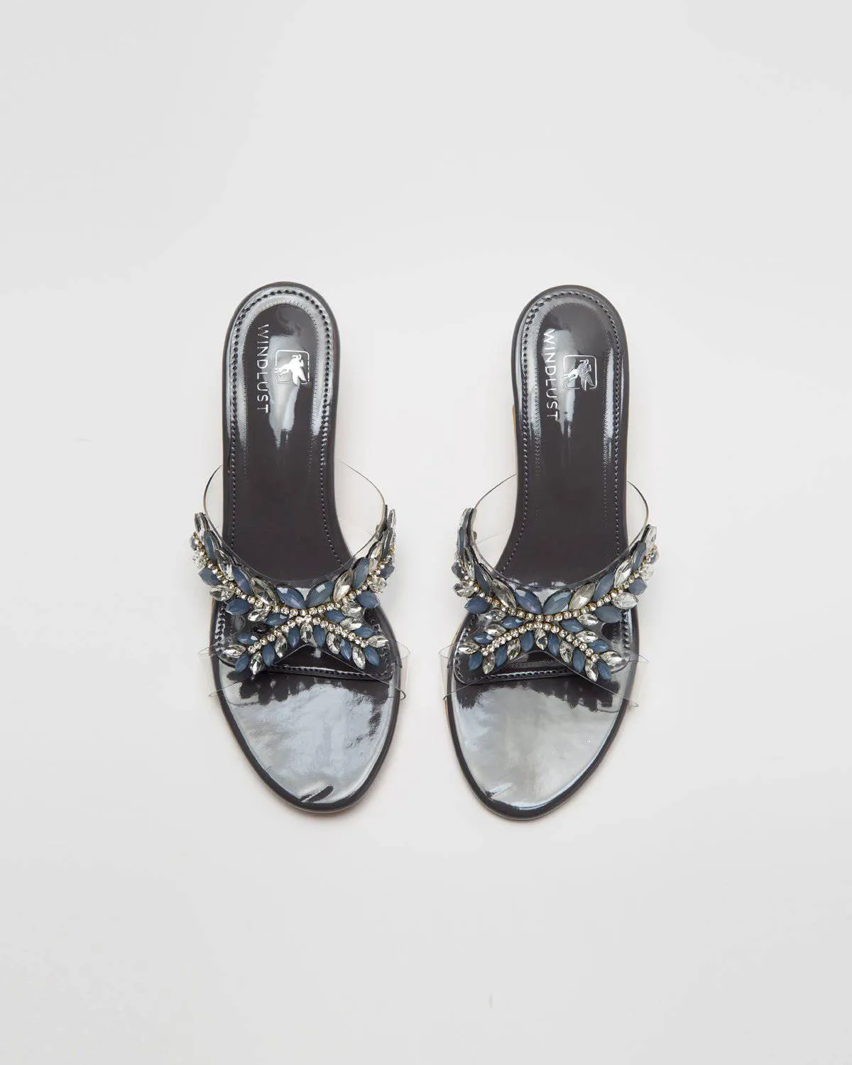 Stone Embellished Pumps - Titanium Grey