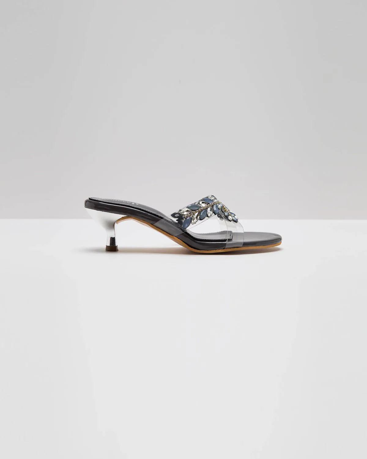 Stone Embellished Pumps - Titanium Grey