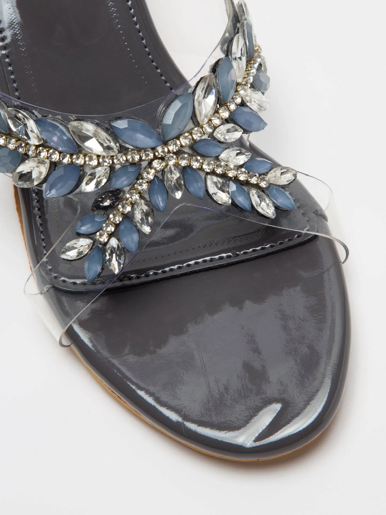 Stone Embellished Pumps - Titanium Grey