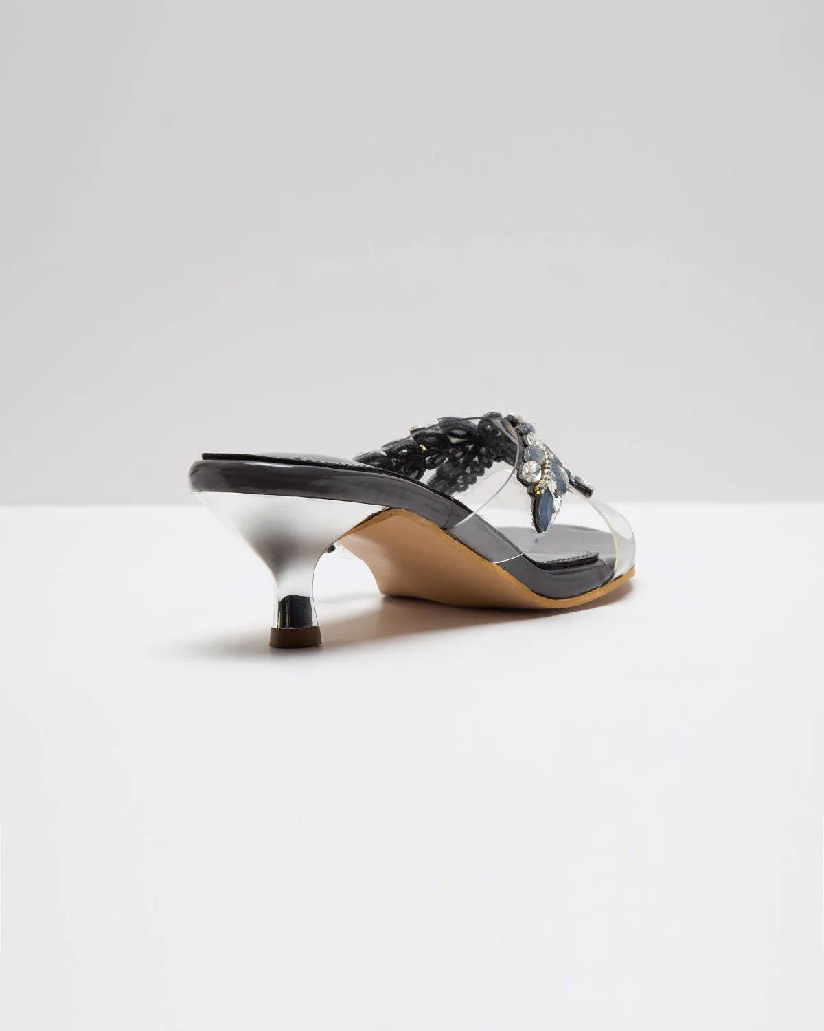 Stone Embellished Pumps - Titanium Grey
