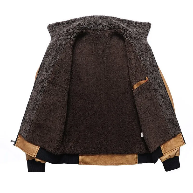 West Louis Fleece Collar Business Style Leather Jacket