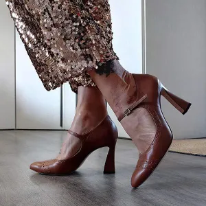 Women's Fashion Buckle Strap High Heel Shoes 93418971C