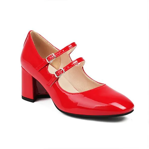 Women's Fashionable Gold Double Buckle Mary Jane 24143641S