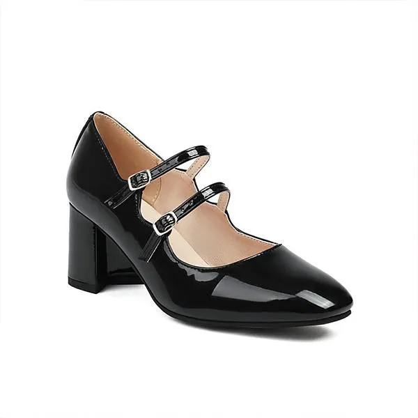 Women's Fashionable Gold Double Buckle Mary Jane 24143641S