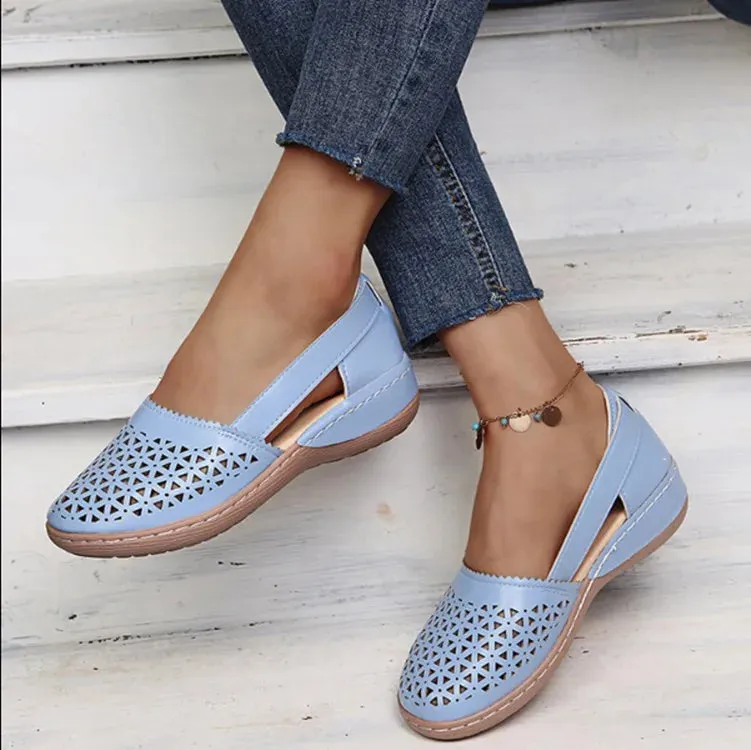 Women's Summer Flat Round Toe Sandals 2022 New Retro Button Sandals Comfy Mary Jane Comfortable Shoes for Women Plus Size 43