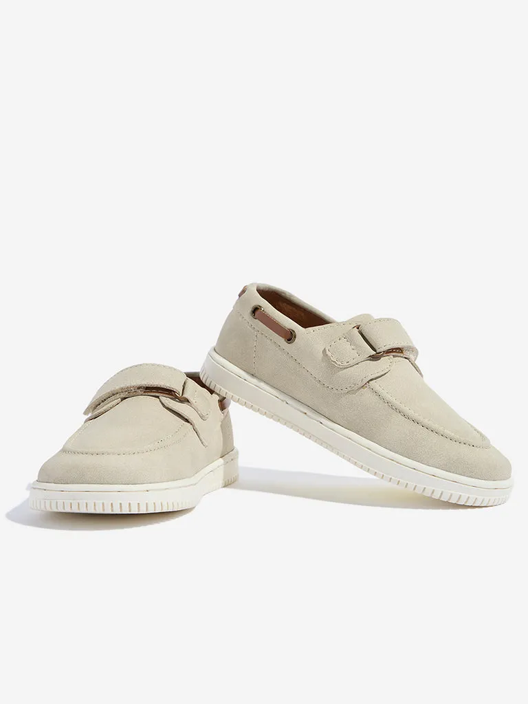 Yellow Kids Beige Slip-On Shoes